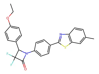 4-(4-ethoxyphenyl)-3,3-difluoro-1-[4-(6-methyl-1,3-benzothiazol-2-yl)phenyl]azetidin-2-one structure