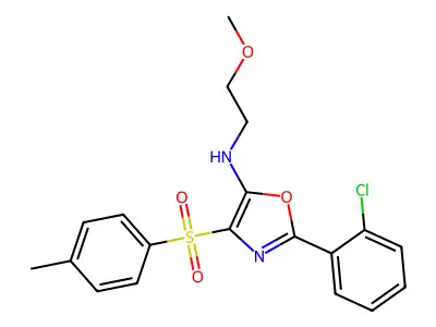 2-(2-chlorophenyl)-N-(2-methoxyethyl)-4-(4-methylphenyl)sulfonyl-1,3-oxazol-5-amine structure