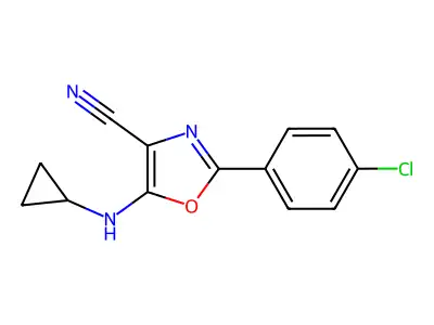 2-(4-Chlorophenyl)-5-(cyclopropylamino)-1,3-oxazole-4-carbonitrile structure