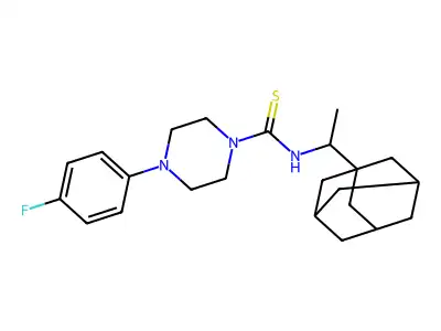 [(Adamantanylethyl)amino][4-(4-fluorophenyl)piperazinyl]methane-1-thione structure