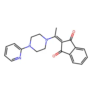 2-{1-[4-(pyridin-2-yl)piperazin-1-yl]ethylidene}-1H-indene-1,3(2H)-dione structure
