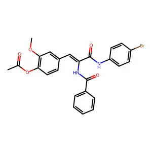 [4-[(Z)-2-benzamido-3-(4-bromoanilino)-3-oxoprop-1-enyl]-2-methoxyphenyl] acetate structure