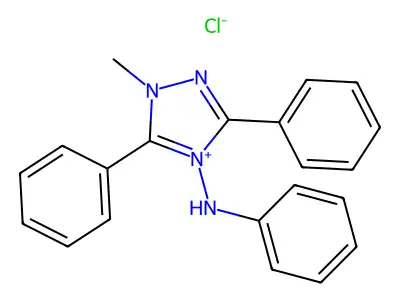 4-Anilino-1-methyl-3,5-diphenyl-4H-1,2,4-triazol-1-ium chloride structure
