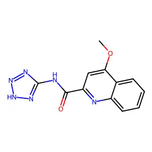 4-methoxy-N-(1H-tetrazol-5-yl)-2-quinolinecarboxamide structure