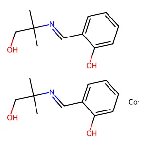 Cobalt;bis(2-[(1-hydroxy-2-methylpropan-2-yl)iminomethyl]phenol) structure