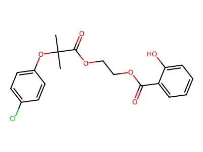 Salicylic acid, (2-(2-(p-chlorophenoxy)-2,2-dimethylacetoxy)ethyl)ester structure
