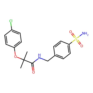 2-(4-chlorophenoxy)-2-methyl-N-[(4-sulfamoylphenyl)methyl]propanamide structure