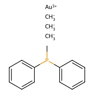 Trimethyl(methyldiphenylphosphine)gold structure