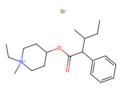 Piperidinium, 1-ethyl-4-hydroxy-1-methyl-, bromide, 3-methyl-2-phenylvalerate structure