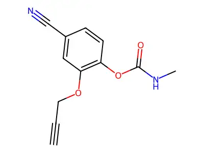 Benzonitrile, 4-(((methylamino)carbonyl)oxy)-3-(2-propynyloxy)- structure
