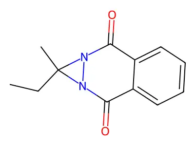 1-Ethyl-1-methyldiazirino[1,2-b]phthalazine-3,8-dione structure
