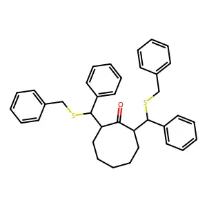 2,8-Bis(phenyl((phenylmethyl)thio)methyl)cyclooctanone structure