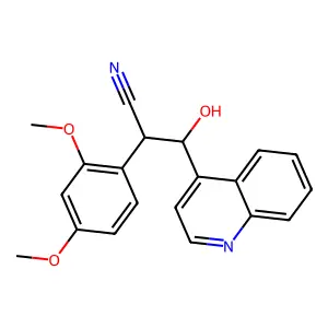2-(2,4-Dimethoxyphenyl)-3-hydroxy-3-(quinolin-4-yl)propanenitrile structure