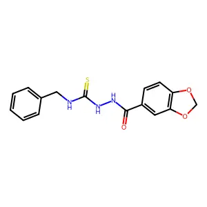 2-(1,3-benzodioxol-5-ylcarbonyl)-N-benzylhydrazinecarbothioamide structure