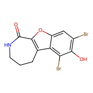 6,8-dibromo-7-hydroxy-2,3,4,5-tetrahydro-1H-[1]benzofuro[2,3-c]azepin-1-one structure