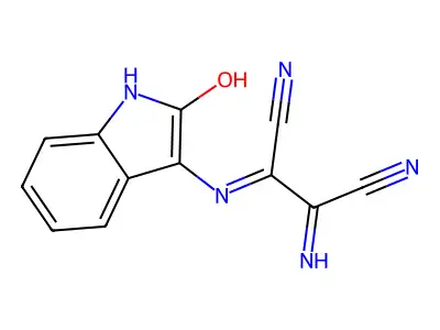 2-Amino-1-(aza(2-oxoindolin-3-ylidene)methyl)ethene-1,2-dicarbonitrile structure