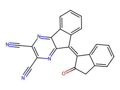 9-(2-oxo-3H-inden-1-ylidene)indeno[1,2-b]pyrazine-2,3-dicarbonitrile structure