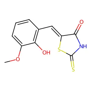 (5Z)-5-(2-hydroxy-3-methoxybenzylidene)-2-sulfanyl-1,3-thiazol-4(5H)-one structure