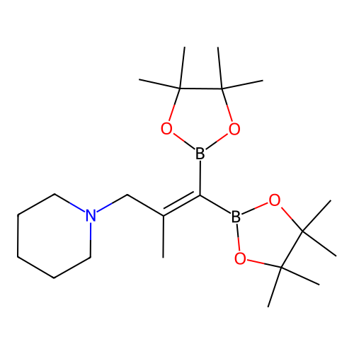 1-[2-methyl-3,3-bis(4,4,5,5-tetramethyl-1,3,2-dioxaborolan-2-yl)prop-2-enyl]piperidine structure