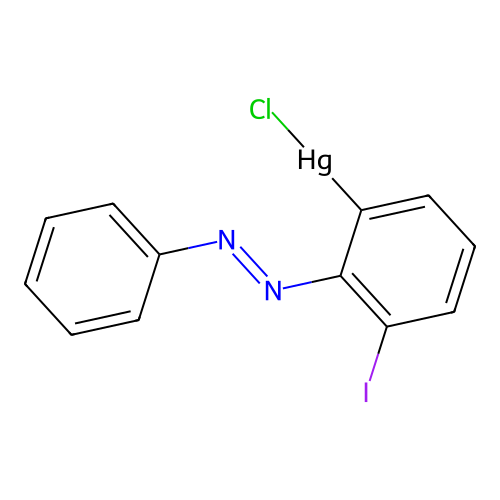 Chloro-(3-iodo-2-phenyldiazenylphenyl)mercury structure