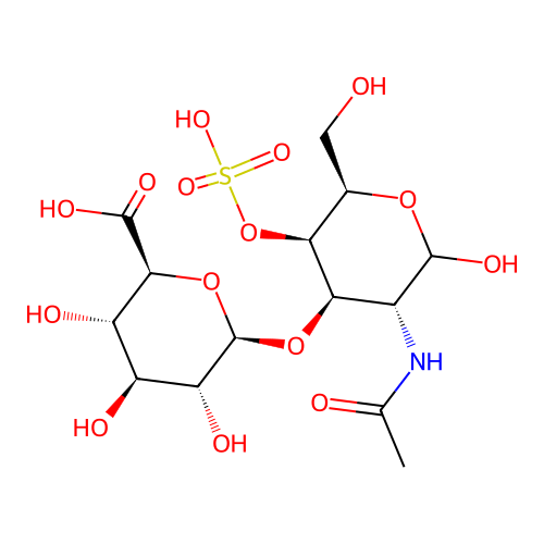2-Acetamido-2-deoxy-3-O-beta-D-glucopyranuronosyl-4-O-sulfo-D-galactopyranose structure