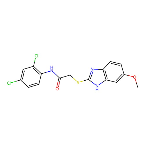 N-(2,4-dichlorophenyl)-2-[(5-methoxy-1H-benzimidazol-2-yl)sulfanyl]acetamide structure