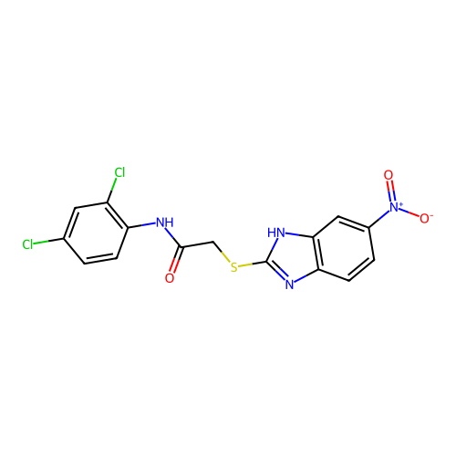 N-(2,4-dichlorophenyl)-2-[(6-nitro-1H-benzimidazol-2-yl)sulfanyl]acetamide structure