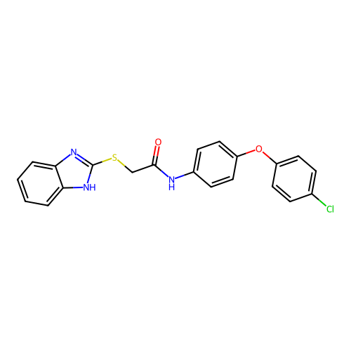 2-(1H-benzimidazol-2-ylsulfanyl)-N-[4-(4-chlorophenoxy)phenyl]acetamide structure