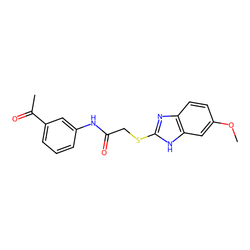 N-(3-acetylphenyl)-2-[(5-methoxy-1H-benzimidazol-2-yl)sulfanyl]acetamide structure