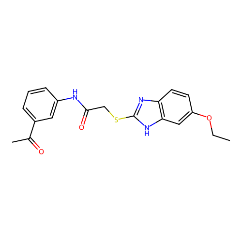 N-(3-acetylphenyl)-2-[(5-ethoxy-1H-benzimidazol-2-yl)sulfanyl]acetamide structure