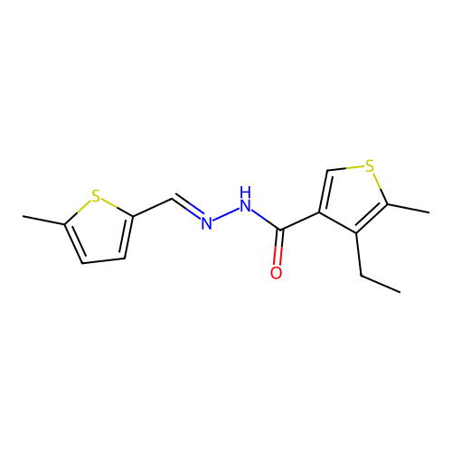 4-ethyl-5-methyl-N'-[(5-methyl-2-thienyl)methylene]-3-thiophenecarbohydrazide structure