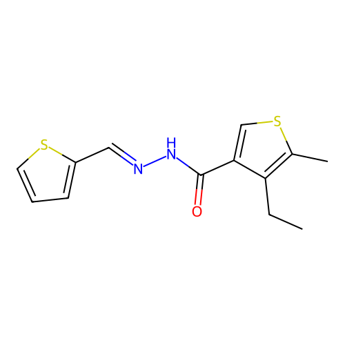 4-ethyl-5-methyl-N-[(E)-thiophen-2-ylmethylideneamino]thiophene-3-carboxamide structure