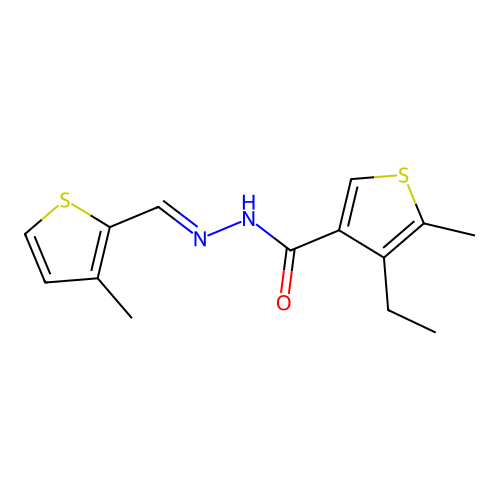 4-ethyl-5-methyl-N'-[(3-methyl-2-thienyl)methylene]-3-thiophenecarbohydrazide structure