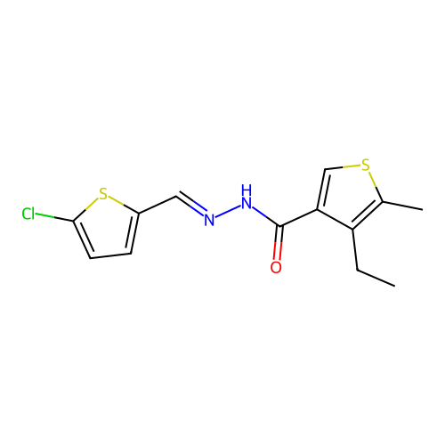 N'-[(5-chloro-2-thienyl)methylene]-4-ethyl-5-methyl-3-thiophenecarbohydrazide structure