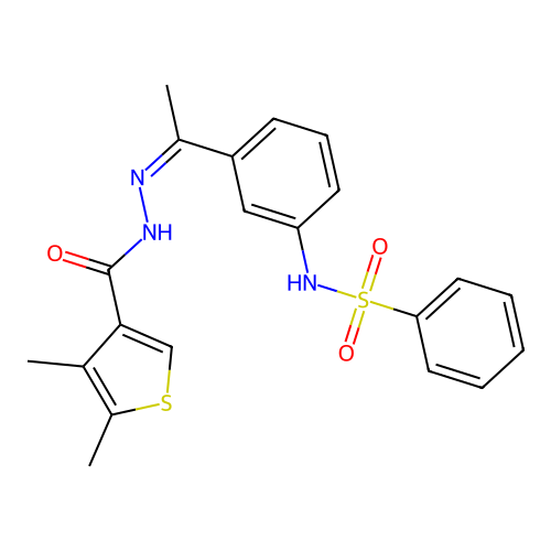 N-[(Z)-1-[3-(benzenesulfonamido)phenyl]ethylideneamino]-4,5-dimethylthiophene-3-carboxamide structure