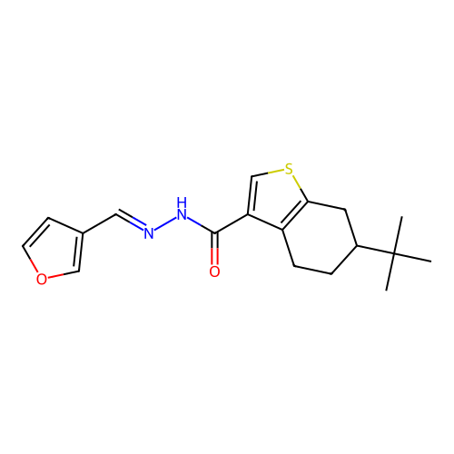6-tert-butyl-N'-(3-furylmethylene)-4,5,6,7-tetrahydro-1-benzothiophene-3-carbohydrazide structure