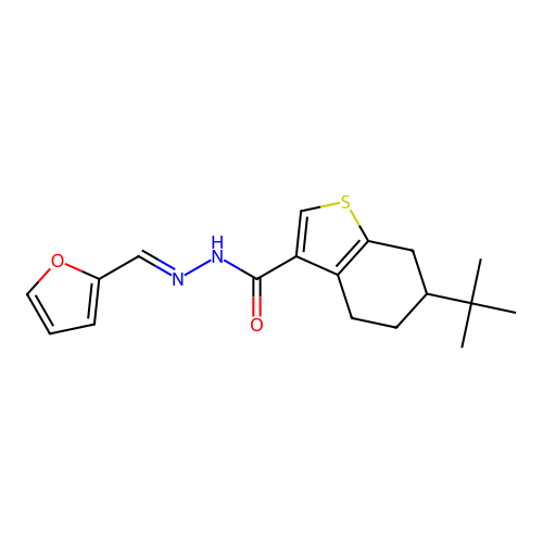 6-tert-butyl-N'-(2-furylmethylene)-4,5,6,7-tetrahydro-1-benzothiophene-3-carbohydrazide structure