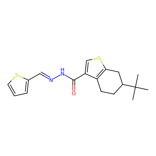 6-tert-butyl-N'-(2-thienylmethylene)-4,5,6,7-tetrahydro-1-benzothiophene-3-carbohydrazide structure