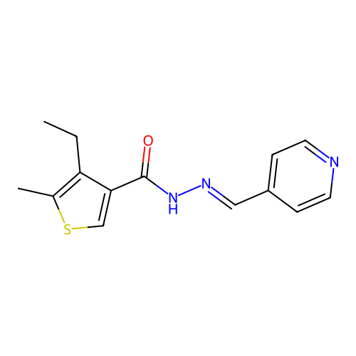 4-ethyl-5-methyl-N'-(4-pyridinylmethylene)-3-thiophenecarbohydrazide structure