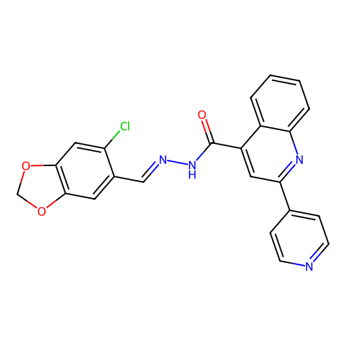 N'-[(6-chloro-1,3-benzodioxol-5-yl)methylene]-2-(4-pyridinyl)-4-quinolinecarbohydrazide structure