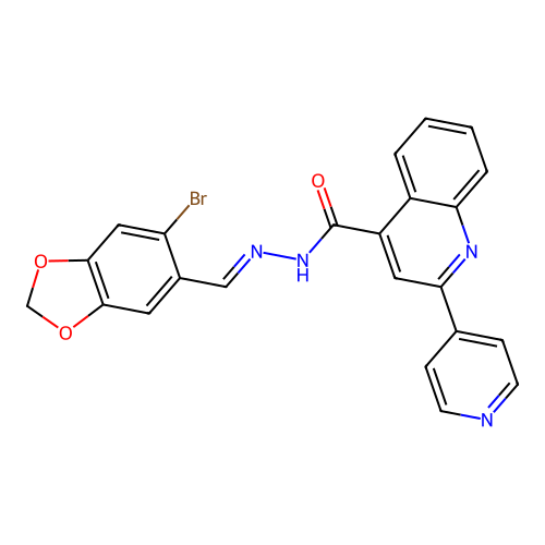 N'-[(6-bromo-1,3-benzodioxol-5-yl)methylene]-2-(4-pyridinyl)-4-quinolinecarbohydrazide structure