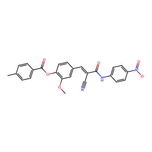 [4-[(E)-2-cyano-3-(4-nitroanilino)-3-oxoprop-1-enyl]-2-methoxyphenyl] 4-methylbenzoate structure
