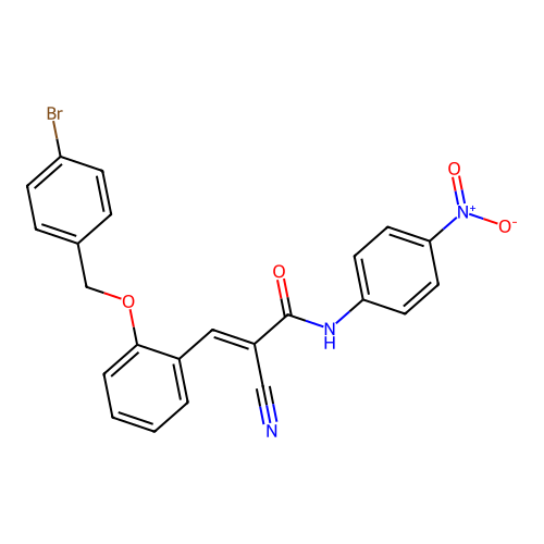 (E)-3-[2-[(4-bromophenyl)methoxy]phenyl]-2-cyano-N-(4-nitrophenyl)prop-2-enamide structure