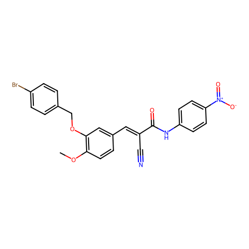 3-[3-[(4-bromophenyl)methoxy]-4-methoxy-phenyl]-2-cyano-N-(4-nitrophenyl)prop-2-enamide structure