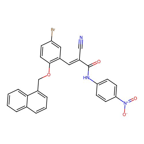(E)-3-[5-bromo-2-(naphthalen-1-ylmethoxy)phenyl]-2-cyano-N-(4-nitrophenyl)prop-2-enamide structure