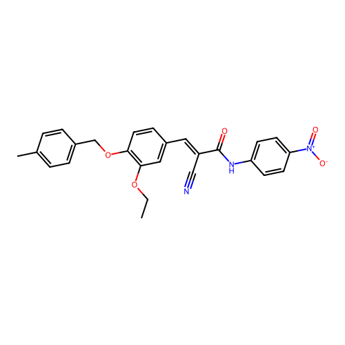 (E)-2-cyano-3-[3-ethoxy-4-[(4-methylphenyl)methoxy]phenyl]-N-(4-nitrophenyl)prop-2-enamide structure