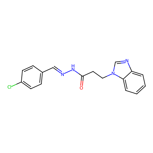 3-(1H-benzimidazol-1-yl)-N'-[(E)-(4-chlorophenyl)methylidene]propanehydrazide structure