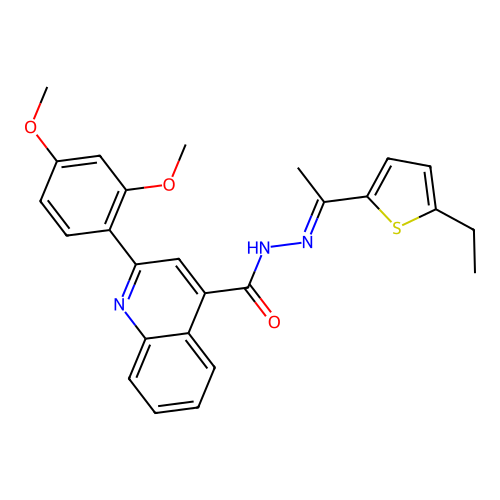 2-(2,4-dimethoxyphenyl)-N'-[1-(5-ethyl-2-thienyl)ethylidene]-4-quinolinecarbohydrazide structure