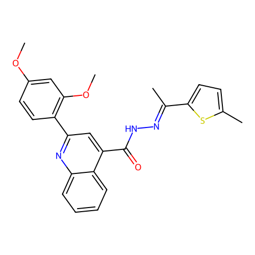 2-(2,4-dimethoxyphenyl)-N'-[1-(5-methyl-2-thienyl)ethylidene]-4-quinolinecarbohydrazide structure