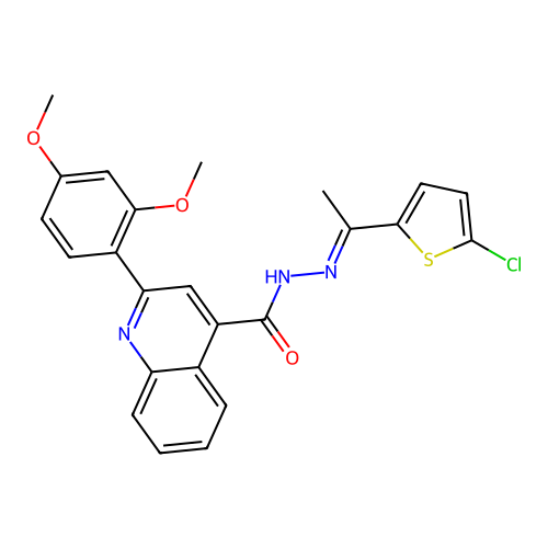 N'-[1-(5-chloro-2-thienyl)ethylidene]-2-(2,4-dimethoxyphenyl)-4-quinolinecarbohydrazide structure